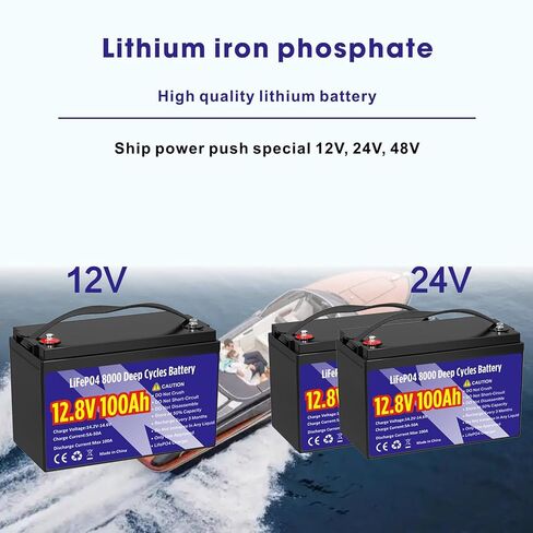 12V 100Ah LiFePO4 Lithium Battery 8000+ Deep Cycle Rechargeable IP65 Waterproof Group 31 Lithium Batteries, 1280Wh Built-in 100A BMS Low Temp Protection Perfect for RV, Backup 10-Year Lifespan in Saudi Arabia