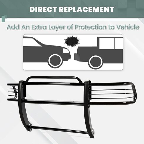 Hecasa Grille Guard Steel متوافق مع 1997-2004 Dodge Dakota Durango Pront Bumper Grille Grille Guard Black in Kuwait