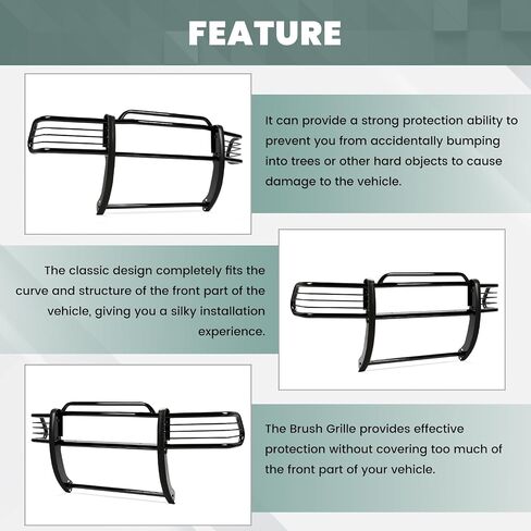 Hecasa Grille Guard Steel متوافق مع 1997-2004 Dodge Dakota Durango Pront Bumper Grille Grille Guard Black in Kuwait