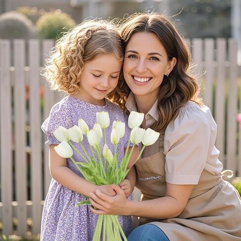 15 Pcs White Tulips Artificial Flowers Faux Tulips Real Touch Latex Fake Flower Bouquet for Spring Wedding Home Décor Centerpiece Arrangements in Kuwait