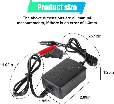 12V 1300mA Sealed Lead Acid (SLA) Battery Charger, Automatic Trickle Charger Maintainer with Short Circuit Protection, Universal for Car, Motorcycle, RV, ATV, Boat Batteries (1PC) in Saudi Arabia