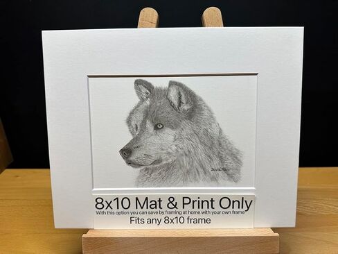 Gray Wolf Nature Wildlife Graphite Pencil Art Sketch Drawing Print Picture Limited Edition ~ Titled 'Grey Ghost' by David Allen (11x14 Mat & Print Only) in Saudi Arabia