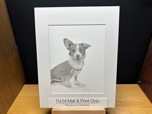 Corgi Dog Graphite Pencil Art Sketch Drawing Print Picture Limited Edition ~ Titled 'Queen's Guardian' by David Allen (11x14 Mat & Print Only) in Saudi Arabia