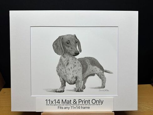 مصغرة Dachshund Dog Graphite Pencil Art Sketch رسم طباعة صورة محدودة ~ بعنوان "El'destructo!" بقلم ديفيد ألين (11x14 حصيرة وطباعة فقط) in Saudi Arabia