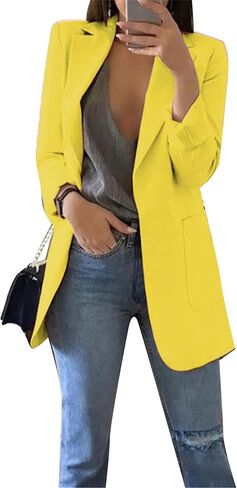 DIACACY Women’s Open Front Long Sleeve Blazers Jacket Solid Color Plus Size Comfy Blazers in Kuwait