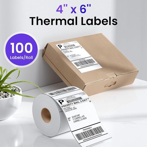 ASprink 4"x6" Thermal Shipping Address Labels - Thermal Labels 4"x6" for Label Printer - Address Label Paper Compatible with MUNBYN, Rollo, and Other Thermal Printer, 1 Pack(500 Roll/Pack) in Kuwait