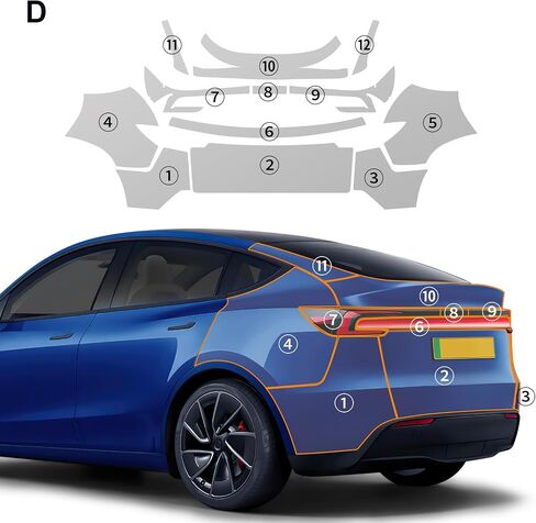 لعام 2025 Tesla Model Y Juniper Precut Paint Film Film 8.5 Mil TPU PPF Clear Car HD Scratch Extriality (Trunk + Art Bars 13pcs) in Saudi Arabia