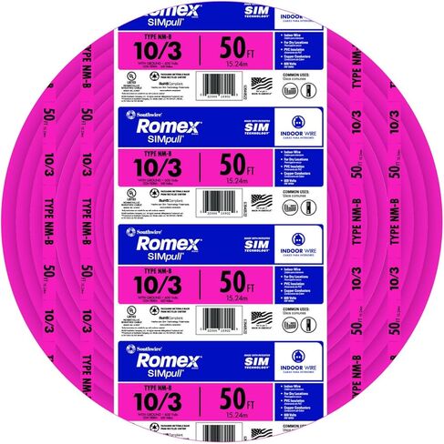 Southwire Romex SIMpull Electrical Wire 10 Gauge, 3 Conductors, 50 Ft, NM-B, Pink, 63948522 in Saudi Arabia