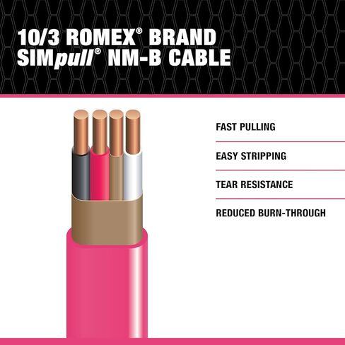 Southwire Romex SIMpull Electrical Wire 10 Gauge, 3 Conductors, 50 Ft, NM-B, Pink, 63948522 in Saudi Arabia