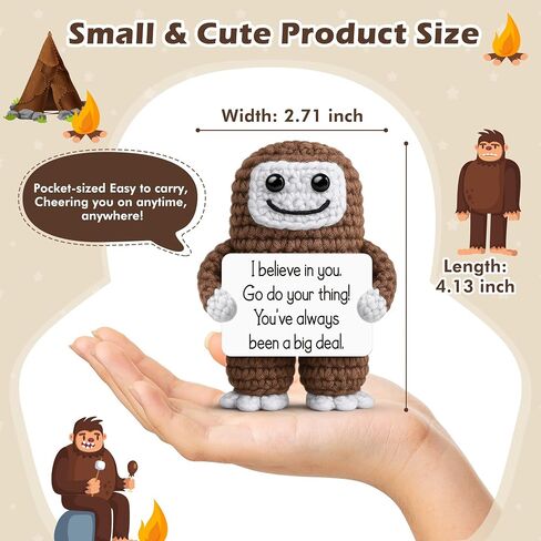 Mini Positive Large Foot Monster Birthday Gifts for Men Boss Teacher Coworker,Handmade Crochet Animal Christmas White Elephant Back to School Gifts for Him Teens Boys Kids,Unique Stocking Stuffer Idea in Kuwait