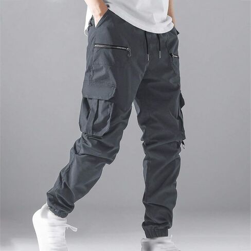 Mens Joggers with Pockets Drawstring Casual Lightweight Stretch Chino Pants Slim Fit Workout Golf Cargo Sweatpants in Saudi Arabia