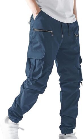 Mens Joggers with Pockets Drawstring Casual Lightweight Stretch Chino Pants Slim Fit Workout Golf Cargo Sweatpants in Saudi Arabia