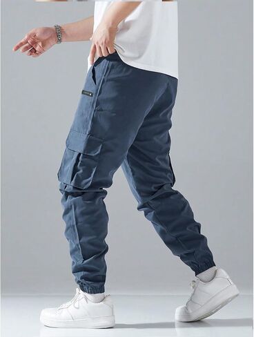 Mens Joggers with Pockets Drawstring Casual Lightweight Stretch Chino Pants Slim Fit Workout Golf Cargo Sweatpants in Saudi Arabia