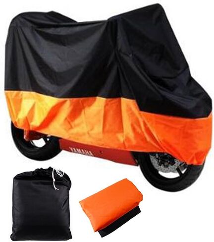 LEANINGTECH All Season Black&Orange Waterproof Sun Motorcycle cover, Fits up to 108" Harley Davison, Honda, Suzuki, Kawasaki, Yamaha,Street Glide Touring and More (XXXL) in Saudi Arabia