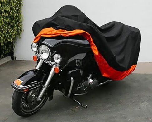 LEANINGTECH All Season Black&Orange Waterproof Sun Motorcycle cover, Fits up to 108" Harley Davison, Honda, Suzuki, Kawasaki, Yamaha,Street Glide Touring and More (XXXL) in Saudi Arabia