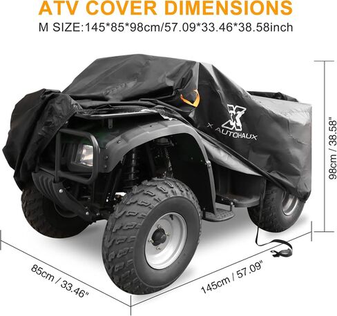 X AutoHaux XXL Quad ATV غطاء مقاوم للماء مقاوم لأمطار غبار مقاوم لجميع الأحوال الجوية حماية الغطاء الكامل لـ Polaris Outlaw 450 500 525 86.61x38.58x41.73inch Black in Saudi Arabia