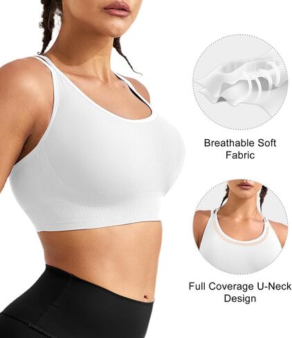 Women Sports Bras Pack - Crisscross Back Padded Longline Yoga Workout Top Low Impact Activewear in Saudi Arabia