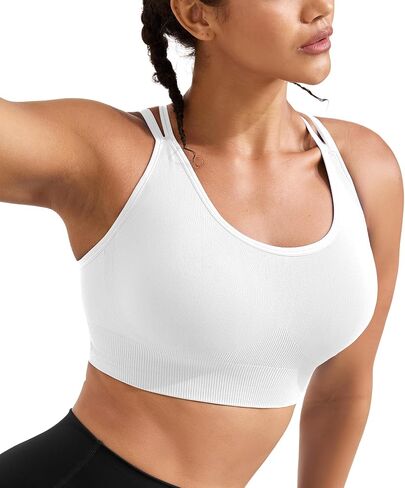 Women Sports Bras Pack - Crisscross Back Padded Longline Yoga Workout Top Low Impact Activewear in Saudi Arabia