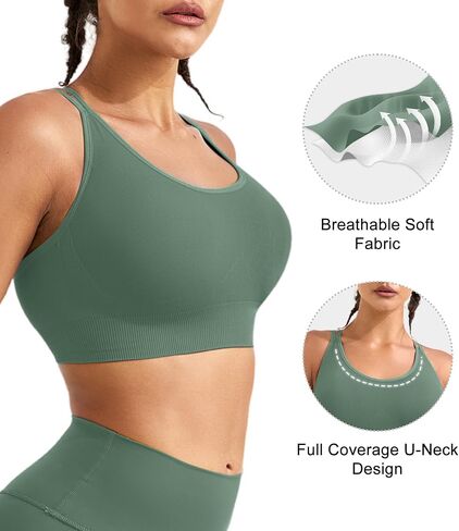 Women Sports Bras Pack - Crisscross Back Padded Longline Yoga Workout Top Low Impact Activewear in Saudi Arabia