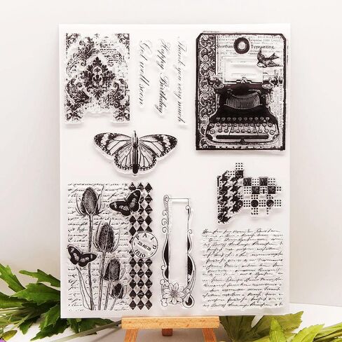 Butterfly Flowers Butterflies Pattern Clear Stamps Silicone Stamp Sentiment,Floral Greetings Words Transparent Seal Stamps for Holiday Card Making Decoration DIY Scrapbooking Album DIY Crafts in Saudi Arabia