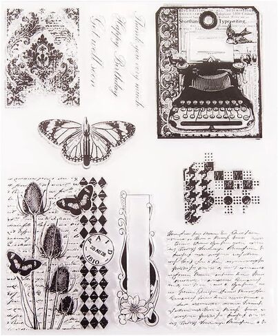 Butterfly Flowers Butterflies Pattern Clear Stamps Silicone Stamp Sentiment,Floral Greetings Words Transparent Seal Stamps for Holiday Card Making Decoration DIY Scrapbooking Album DIY Crafts in Saudi Arabia