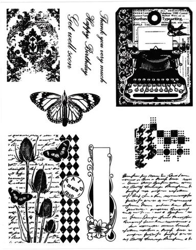 Butterfly Flowers Butterflies Pattern Clear Stamps Silicone Stamp Sentiment,Floral Greetings Words Transparent Seal Stamps for Holiday Card Making Decoration DIY Scrapbooking Album DIY Crafts in Saudi Arabia