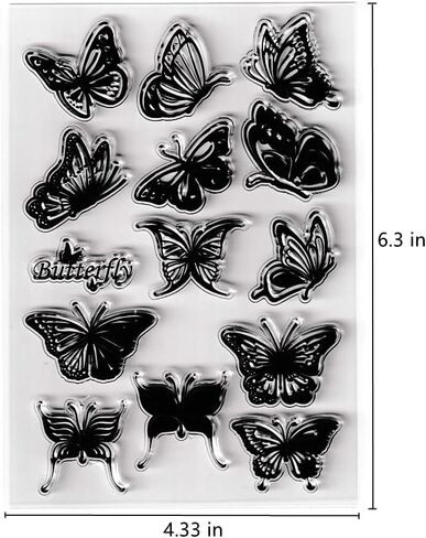 Butterfly Flowers Butterflies Pattern Clear Stamps Silicone Stamp Sentiment,Floral Greetings Words Transparent Seal Stamps for Holiday Card Making Decoration DIY Scrapbooking Album DIY Crafts in Saudi Arabia