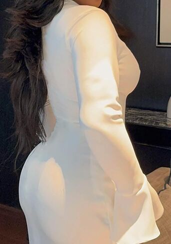 فاكست المرأة الطويلة الأكمام الطويلة الفستان maxi bodycon أنيقة التعادل التعادل الأمامي حفل زفاف الضيف فساتين السهرة in Kuwait