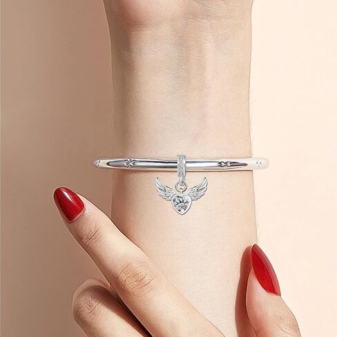 Kunbead Guardian Angel Wings Heart Starsteston Dangle Charms متوافق مع سوار Pandora Charm للنساء in Saudi Arabia