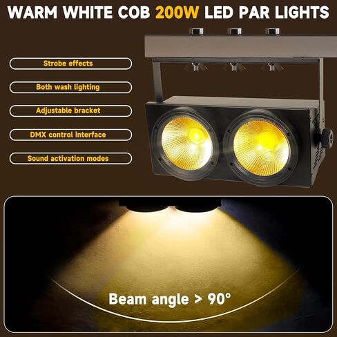 4x100w Cob Led Par Lights, Cob Led DMX Blinder Stage Lights, Blinders Light Cob 4 Eye Matrix Par Lights for Stage Lighting, Cold+Warm White Color Party Lights Dj Disco Lights for Wedding Parties in Kuwait