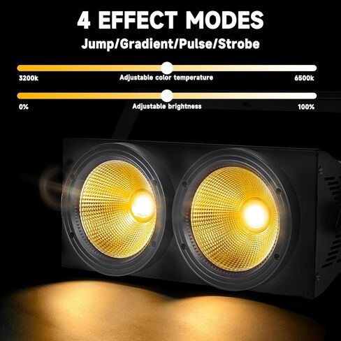 4x100w Cob Led Par Lights, Cob Led DMX Blinder Stage Lights, Blinders Light Cob 4 Eye Matrix Par Lights for Stage Lighting, Cold+Warm White Color Party Lights Dj Disco Lights for Wedding Parties in Kuwait