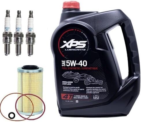 مجموعة جديدة لتغيير الزيت المتوافقة مع جميع Seadoo 2002+ 4-Tec 130/155/185/215/255/260HP GTX RXP RXP-X RXT-X GTI W/1 GALLON XPS 5W40 OIL ، مرشح زيت 4-TEC ، O-RING in Kuwait