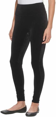 Andrew Marc Womens Lightweight Velvet Leggings (Large, Black) in Saudi Arabia