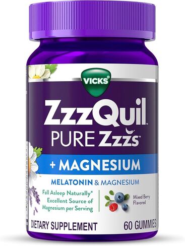 zzzquil pure zzzs + المغنيسيوم ، والمساعدة في النوم ، والسيترات المغنيسيوم ، والميلاتونين ، والميلاتونين 2mg ، وأدوات النوم للبالغين ، ونكهة التوت المختلطة ، و 60 صغار نوم in Kuwait