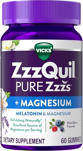 zzzquil pure zzzs + المغنيسيوم ، والمساعدة في النوم ، والسيترات المغنيسيوم ، والميلاتونين ، والميلاتونين 2mg ، وأدوات النوم للبالغين ، ونكهة التوت المختلطة ، و 60 صغار نوم in Kuwait