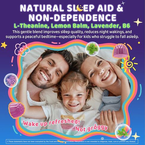 Kids Sleep Gummies, NO Melatonin Sleep Aid Gummies w/Magnesium Glycinate, Magnesium Malate, L-Theanine, Lavender, B6, Zinc, D3K2 for Restful Sleep, Relax Brain & Muscle, Immune Support, Non-GMO 2Pack in Saudi Arabia