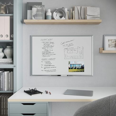 U Brands Magnetic Dry Erase Board Value Set, 23 x 35 Inches, Silver Aluminum Frame Includes Marker and Magnet in Saudi Arabia
