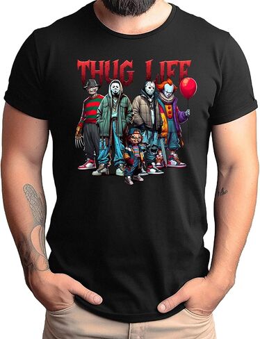 Thug Life Horror Shirt - Horror Graphic T-shirt & Sweatshirt - Thug Life Halloween Menacing Masks Unisex Shirts (T-shirt) in Kuwait