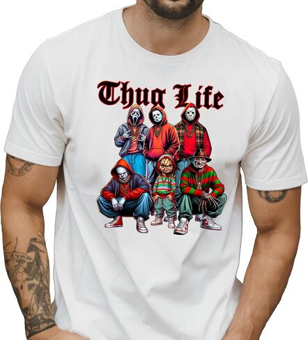 Thug Life Horror Shirt - Horror Graphic T-shirt & Sweatshirt - Thug Life Halloween Menacing Masks Unisex Shirts (T-shirt) in Kuwait