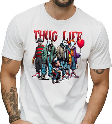 Thug Life Horror Shirt - Horror Graphic T-shirt & Sweatshirt - Thug Life Halloween Menacing Masks Unisex Shirts (T-shirt) in Kuwait