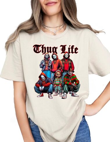Thug Life Horror Shirt - Horror Graphic T-shirt & Sweatshirt - Thug Life Halloween Menacing Masks Unisex Shirts (T-shirt) in Kuwait