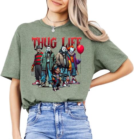 Thug Life Horror Shirt - Horror Graphic T-shirt & Sweatshirt - Thug Life Halloween Menacing Masks Unisex Shirts (T-shirt) in Kuwait