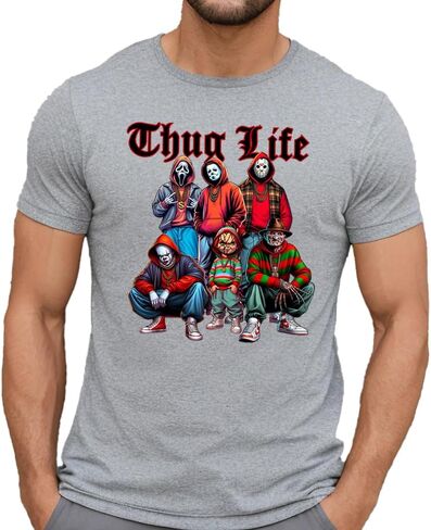 Thug Life Horror Shirt - Horror Graphic T-shirt & Sweatshirt - Thug Life Halloween Menacing Masks Unisex Shirts (T-shirt) in Kuwait