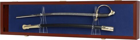 DisplayGifts 1 Sword Sabre Display Case خزانة حامل حامل جدار رف صندوق الظل قابل للقفل باب أسود من الداخل، مع إطار من خشب الماهوجني in Saudi Arabia