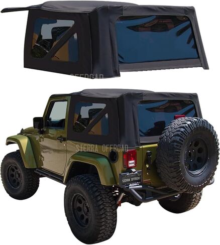 متوافق مع بديل أعلى على نمط المصنع ، بديل أعلى مع Rangler 2 Door 2010-2018 ، Sailcloth Vinyl ، Black in Saudi Arabia