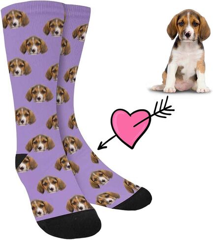 Personalized Photo Socks Add Pet Face on Crew Socks for Men Women Boy Girl Turn Your Dog Cat Face into Socks in Saudi Arabia