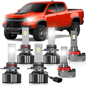 Fits for Chevy Colorado 2004 2005 2006 2007 2008 2009-2012 LED Light Bulb Combo,9005 High Beam 9006 Low Beam + H11/9045 Fog Lights Combo, 6500K,500% Brightness,Plug and Play,70W,6 Pack in Kuwait