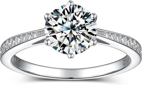 Moissanite Rings for Women, Sterling Silver Lab Created Diamond Engagement Promise Wedding Ring Bands for Her (1.5 carat, 9.5) in Saudi Arabia