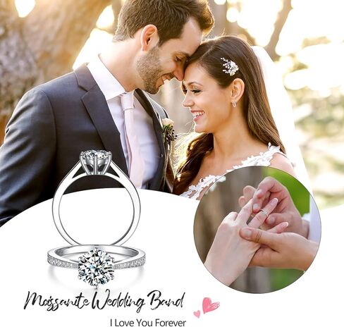 Moissanite Rings for Women, Sterling Silver Lab Created Diamond Engagement Promise Wedding Ring Bands for Her (1.5 carat, 9.5) in Saudi Arabia