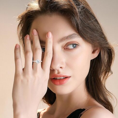 Moissanite Rings for Women, Sterling Silver Lab Created Diamond Engagement Promise Wedding Ring Bands for Her (1.5 carat, 9.5) in Saudi Arabia